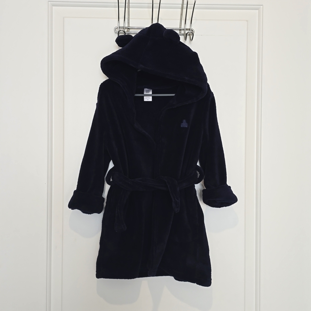 GAP Navy Hooded Plush Kids Robe